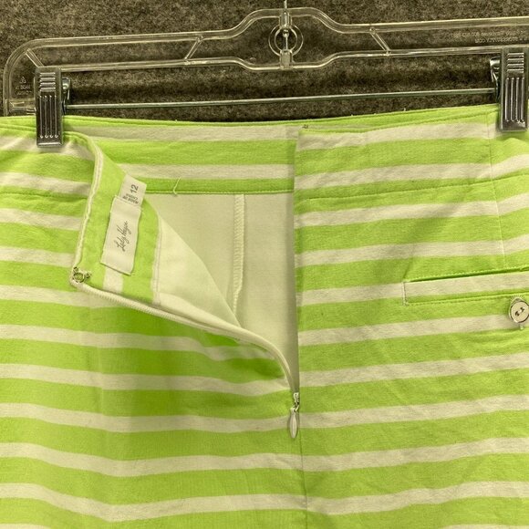 Lady Hagen Skirts Women's 12 Green White Striped Zip Lined Shorts Sport Cotton - Picture 6 of 9